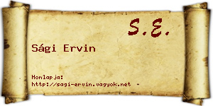 Sági Ervin névjegykártya
